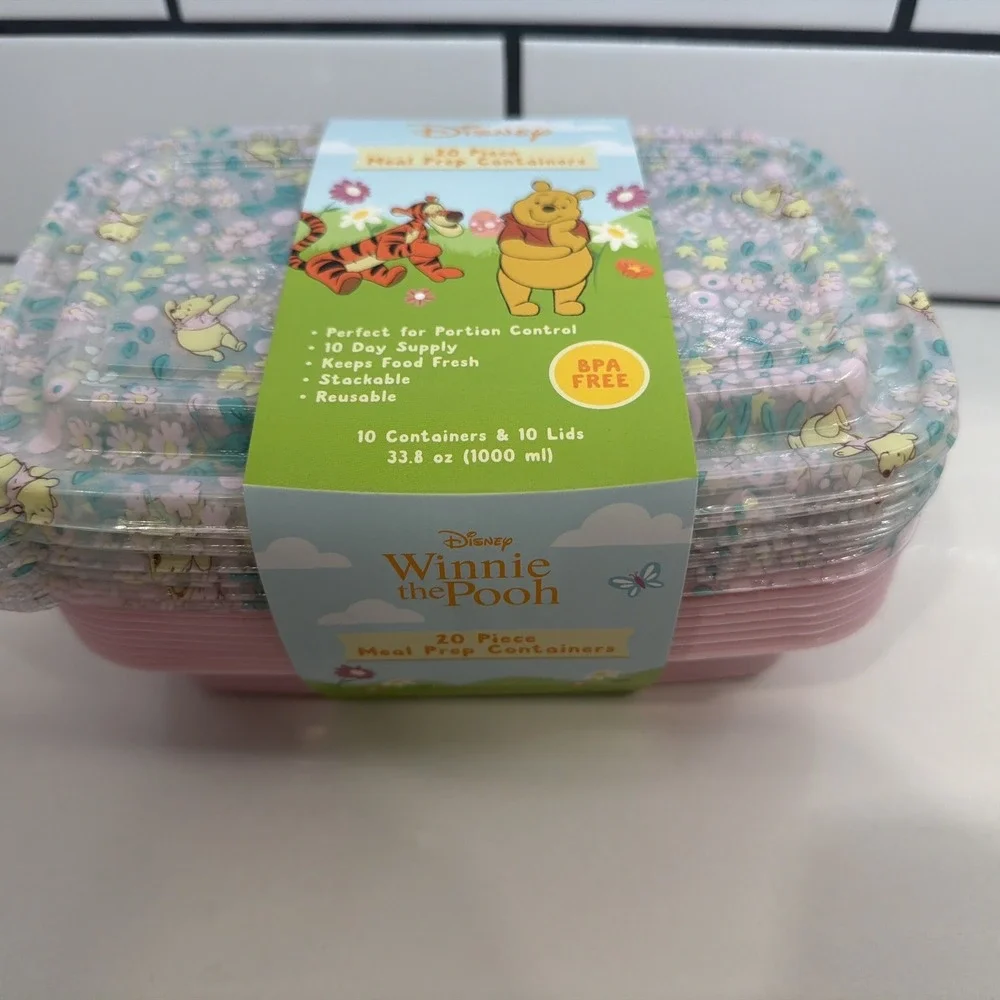 Disney Winnie The Pooh Tigger 20 Pc Meal Prep Containers Spring Floral NEW! Pink